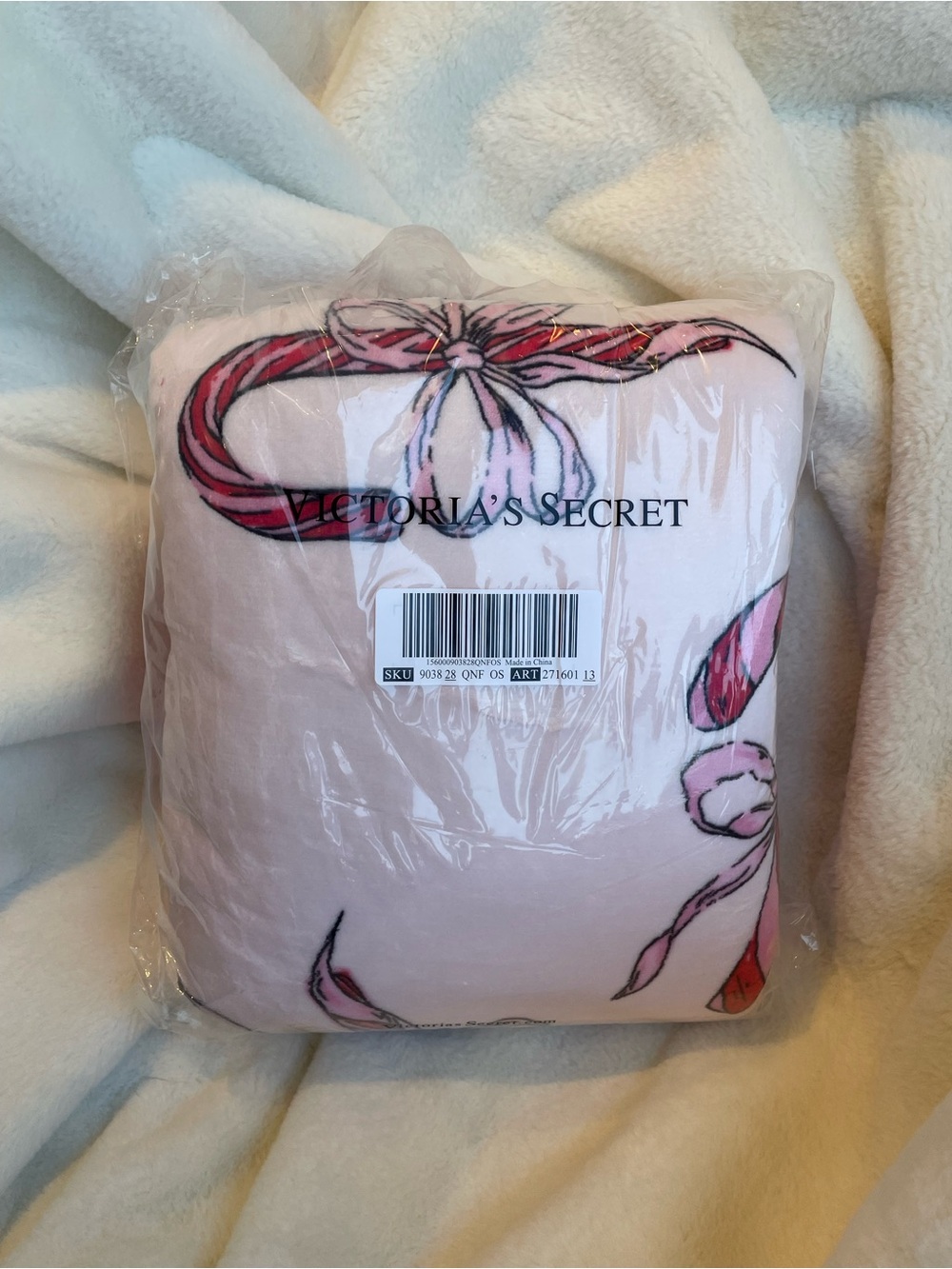 Victoria’s Secret Candy Cane Bow Blanket